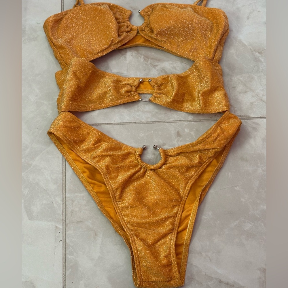 Shimmering Gold Bikini Set- one piece **never worn** (runs a bit small) - Picture 4 of 4